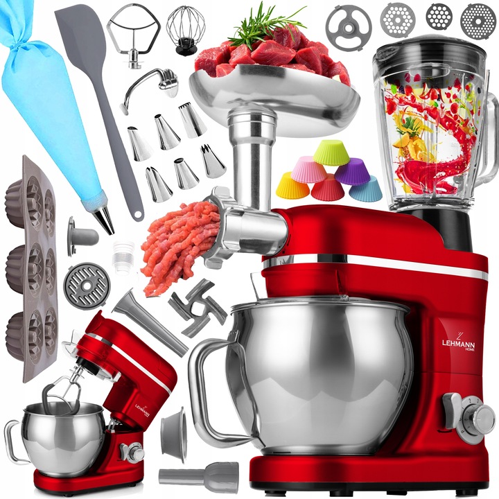 ROBOT KUCHENNY PLANETARNY MIKSER Z MISĄ BLENDER SZKLANY MASZYNKA DO MIĘSA