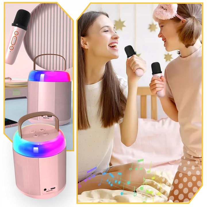ZESTAW KARAOKE 2 MIKROFONY + GŁOŚNIK BEZPRZEWODOWY BLUETOOTH SUPER DŹWIĘK