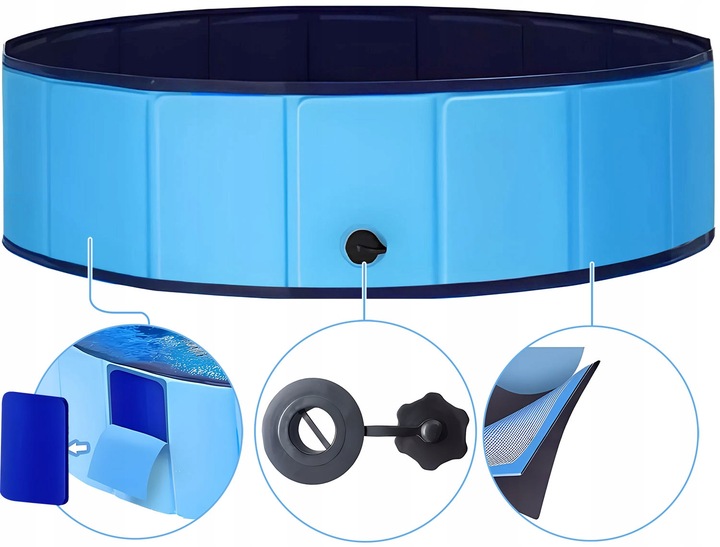 BASEN OGRODOWY DLA PAS, ZWIERZĄT, DZIECI SKŁADANY DEXTER 80x20 cm