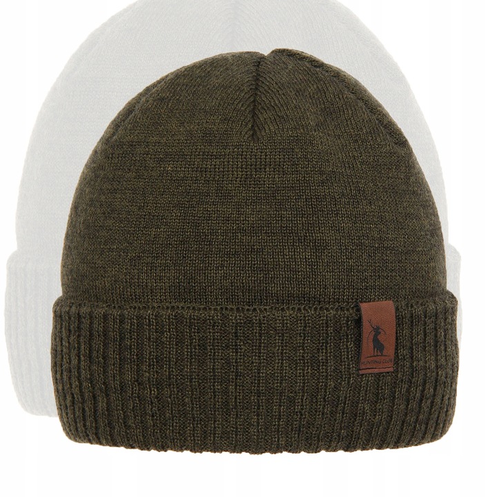 Czapka MYŚLIWSKA dla myśliwego WEŁNA MERINO khaki olive uniwersalna