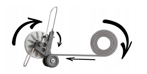 WÓZEK ALU ZWIJACZ BĘBEN NA WĄŻ OGRODOWY 60 METRÓW PISTOLET ZRASZACZ BEST