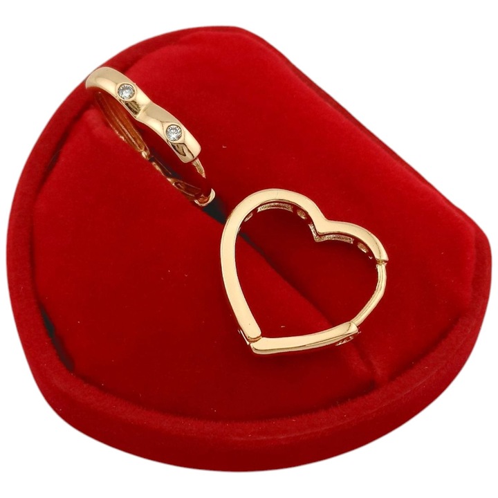 ZŁOTE KOLCZYKI SERDUSZKO Z CYRKONIAMI DLA KOBIETY WYJĄTKOWE POZŁACANE 18K