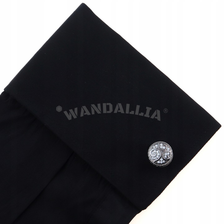 WANDALLIA Spinki do mankietów SP-MN-416 Okrągłe Czarne Klasyczne Ślubne