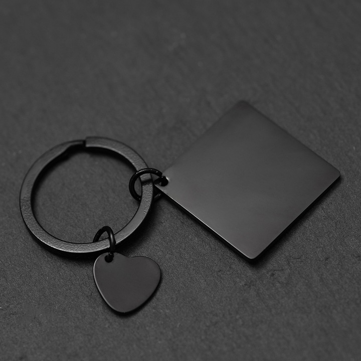 Brelok do kluczy z grawerem PREZENT na WALENTYNKI stal 316L czarny BLINGART