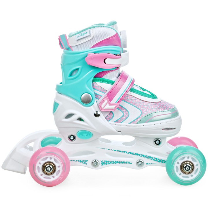 Rolki Łyżwy Wrotki Regulowane 4w1 RAVEN Lia PLUS Mint 30-33 Kółka LED