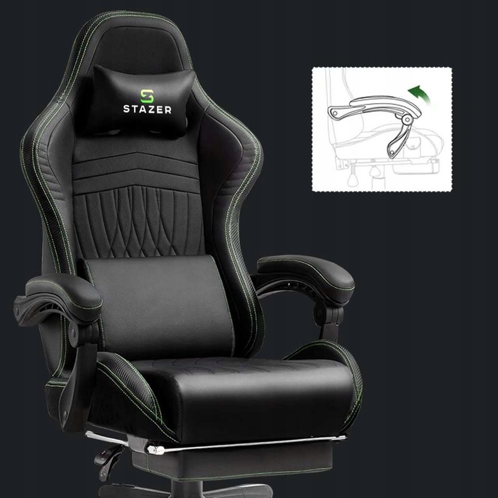 FOTEL KUBEŁKOWY OBROTOWY GAMINGOWY KRZESŁO GRACZA ERGONOMICZNY Z PODNÓŻKIEM