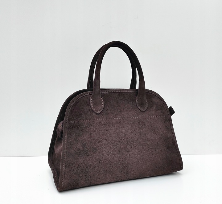 Torebka zamsz kuferek skóra naturalna brązowa czekoladowa espersso