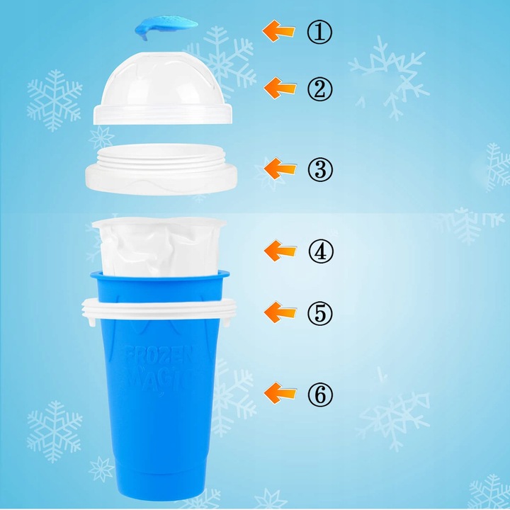 Kubek do Lodów Granity Sorbetów Slushy Koktajli Mrożonych z Łyżk/Słom 330ml