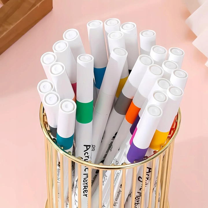 MARKERY AKRYLOWE PISAKI do KAMIENI UBRAŃ FLAMASTRY MAZAKI WODOODPORNE 24szt