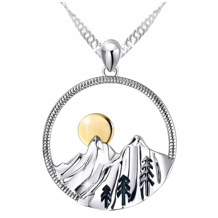 Naszyjnik Srebrny Góry Tatry Okrągły Wisiorek z Górami Tatrami SREBRO 925