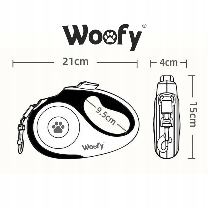 PROFESJONALNA SMYCZ AUTOMATYCZNA DLA DUŻEGO PSA ZWIJANA BLOKADA DO 50 KG 5M