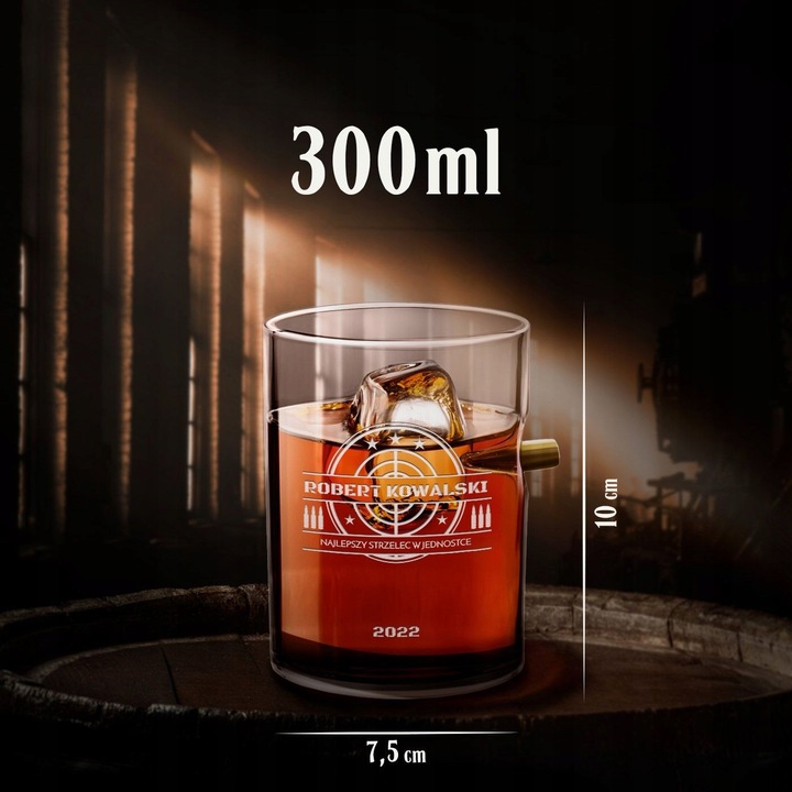 Zestaw do Whisky Karafka Karabin 4 Szklanki Grawer na Urodziny dla Faceta