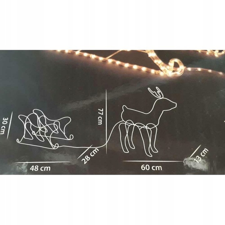 Renifer z Saniami 504 Led Zewnętrzny XXL ZAPRZĘG 230V Świecący Jelonek