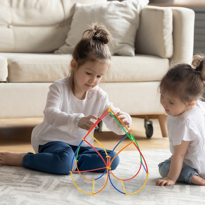 KLOCKI SŁOMKI KONSTRUKCYJNE PATYCZKI RURKI ZESTAW 400el PUDEŁKO DLA DZIECI