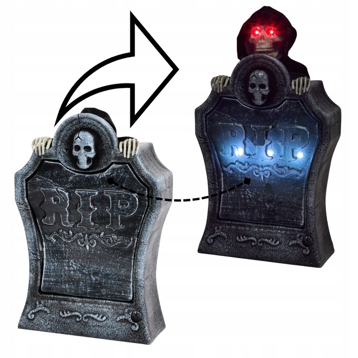 GRÓB NA HALLOWEN NAGROBEK Z WYSKAKUJĄCYM TRUPEM EFEKTOWNA DEKORACJA