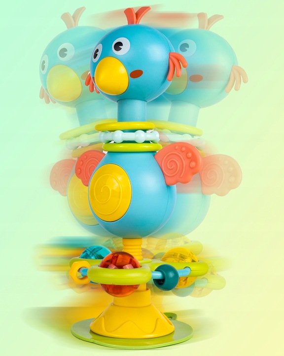 GRZECHOTKA PTAK ZABAWKA SENSORYCZNA WESOŁY PTASZEK Z PRZYSSAWKĄ NA BATERIE