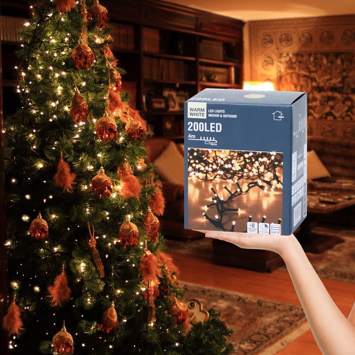 Lampki NA BATERIE świąteczne choinkowe 200 LED 4m ciepłe oświetlenie ZEW.