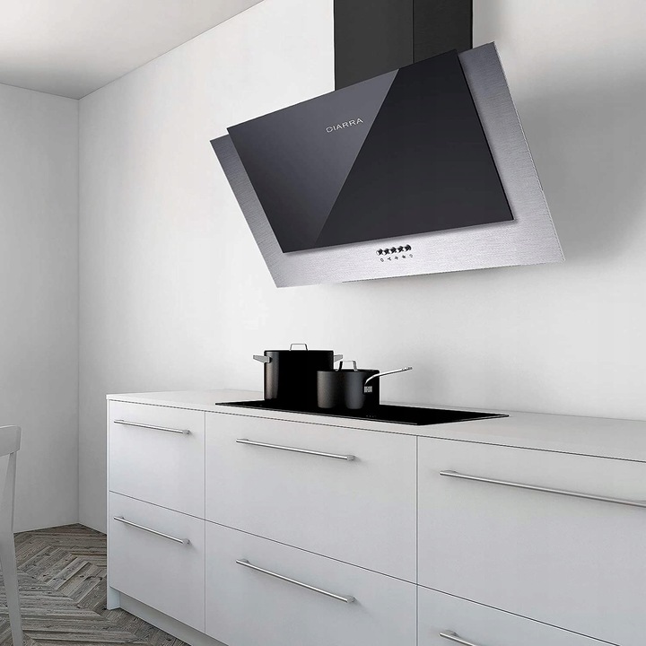 Ciarra CBCB6736C okap naścienny 60 cm, 380 m³/h, oświetlenie LED, 2 filtry