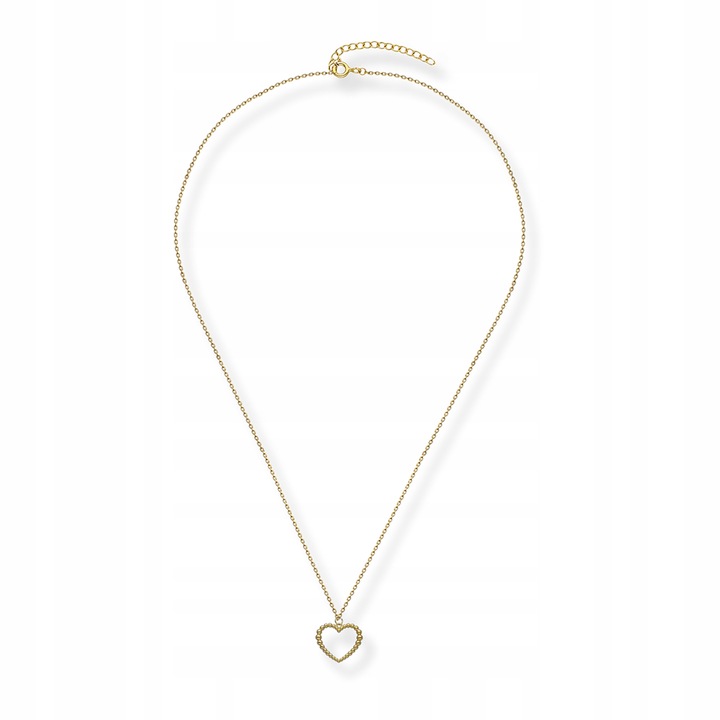 NASZYJNIK SREBRNY POZŁACANY Z MAŁYM SERCEM