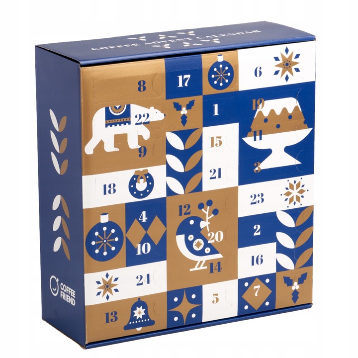 Kawowy kalendarz adwentowy Przyjaciół Kawy Classic Blue, kawa ziarnista