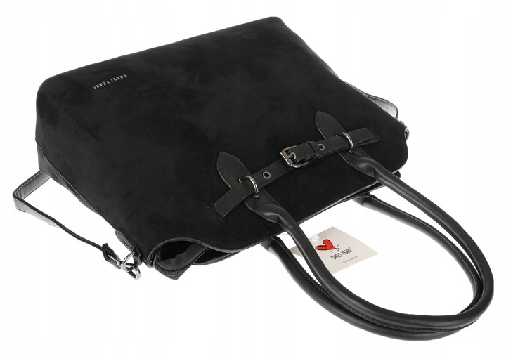 Torebka damska zamsz kuferek elegancka do pracy włoska marka 2947 Czarna