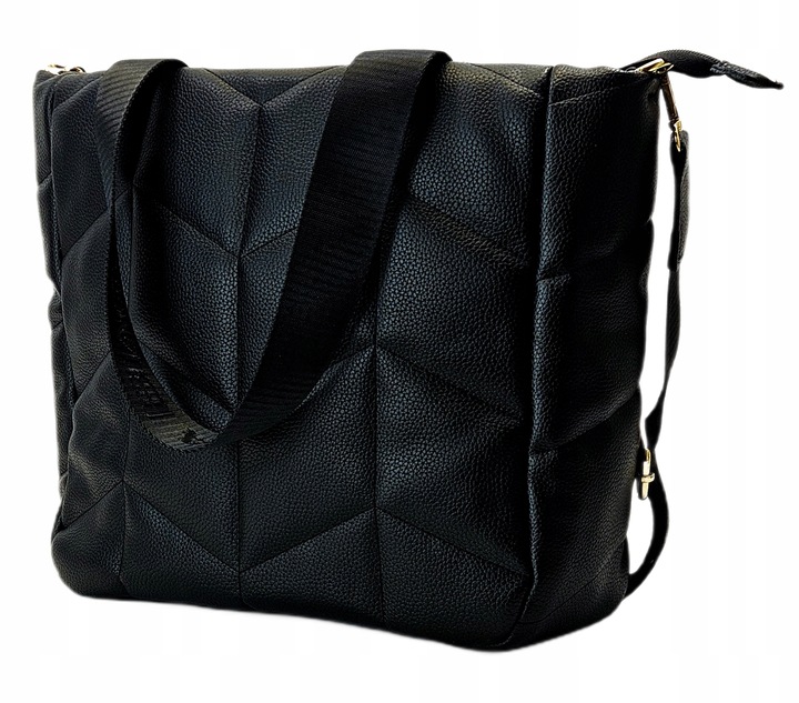 LAURA BIAGGI TORBA TOREBKA SHOPPERKA A4 NA RAMIĘ CZARNA POŁYSK