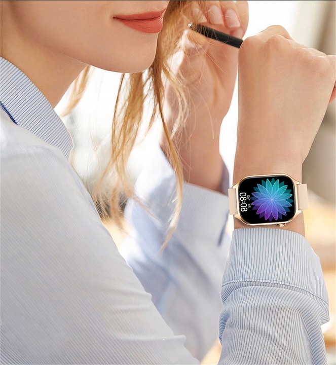 Zegarek Damski Smartwatch 380MAH ROZMOWY AMOLED Z Pomiar Cukru Ciśnienie