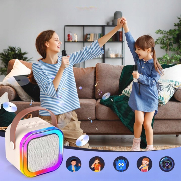 Bezprzewodowy Zestaw Do Karaoke Dla Dzieci Bluetooth Głośnik + 2 mikrofony