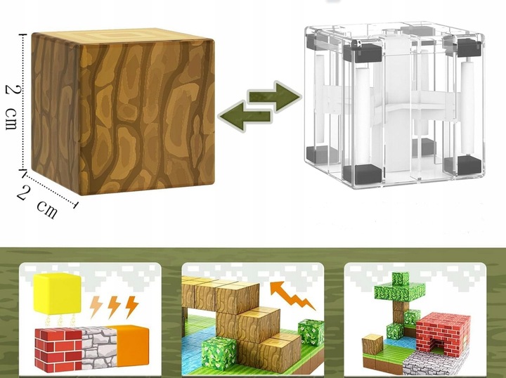 KLOCKI MAGNETYCZNE MOCNE KLOCKI SZEŚCIANY 100 SZT + 1 LUDZIK KLOCKI PIKSELE