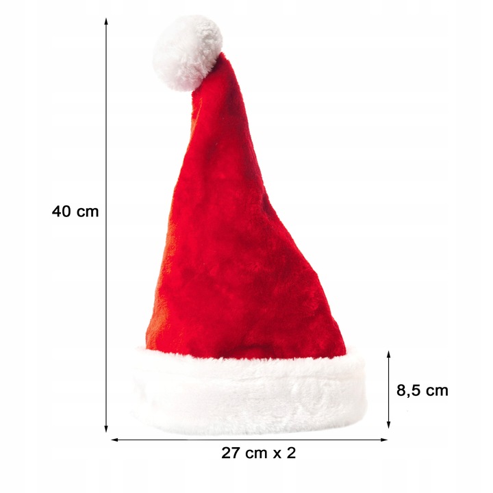 CZAPKA ŚWIĘTEGO MIKOŁAJA ŚWIĄTECZNA Z POMPONEM STRÓJ NA ŚWIĘTA MIKOŁAJKI
