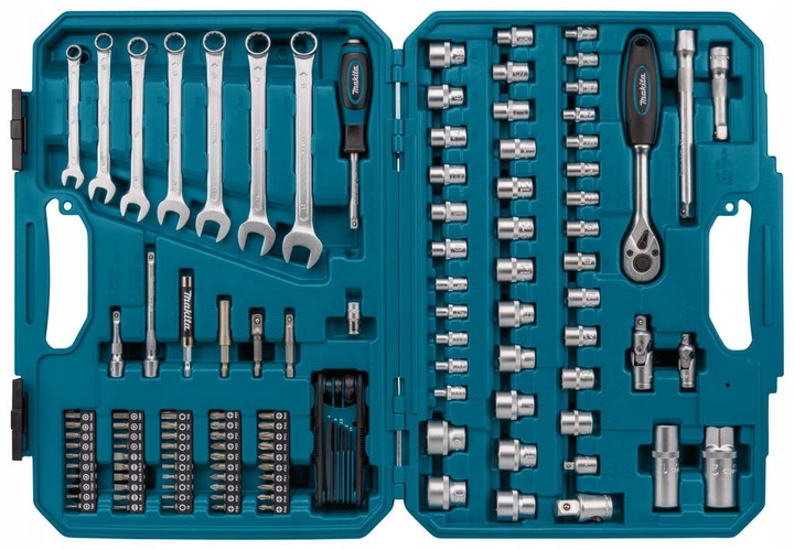 MAKITA Zestaw narzędzi klucze nasadowe płasko-oczkowe 120 elementów E-06616