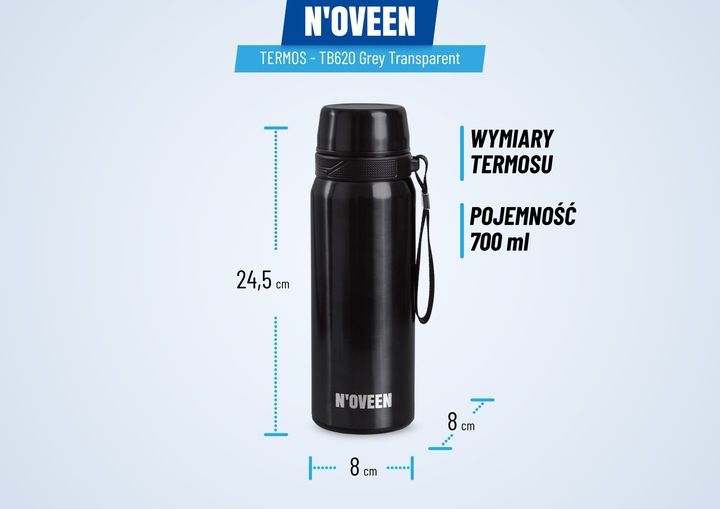 BIDON TERMOS BUTELKA KUBEK TERMICZNY Z UCHWYTEM NA KAWĘ HERBATĘ 700ML SITKO