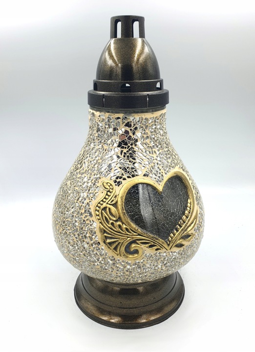 Znicz Lampion Karafka Mirror Złoty Serce Witraż