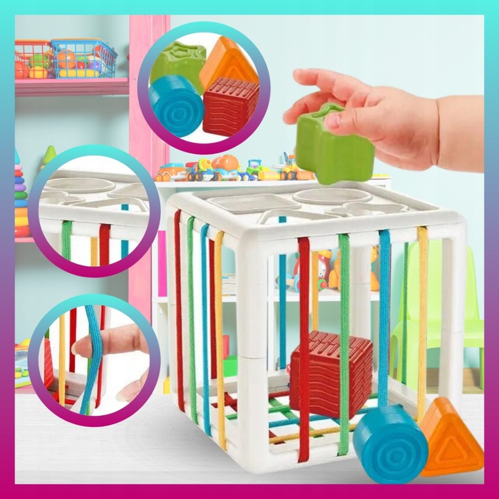 Zestaw Zabawek Sensorycznych Montessori 6w1 dla dziecka 6-12 msc 34 element