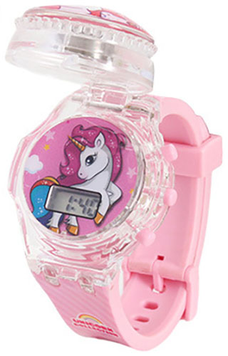 zegarek dziecięcy OBROTOWY dla dziewczynki UNICORN jednorożec MUSIC ŚWIATŁO