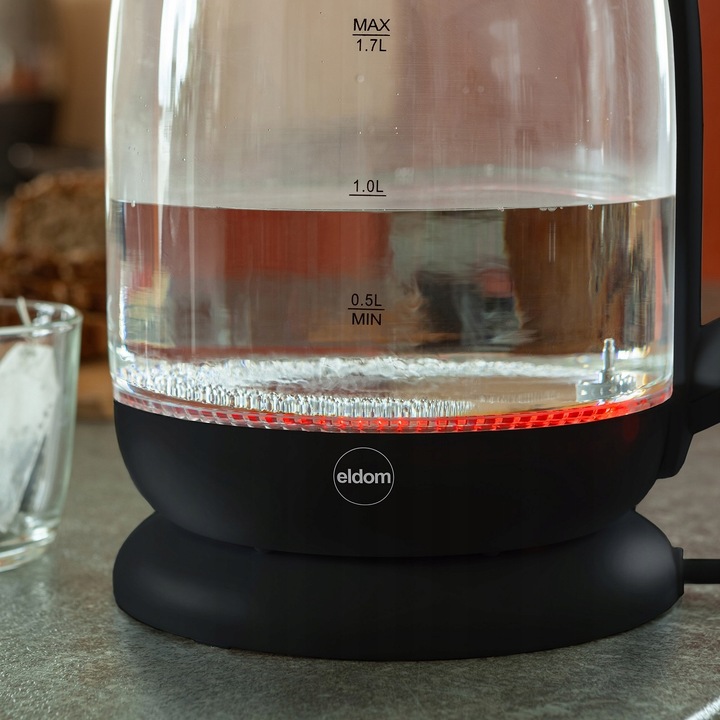 Czajnik elektryczny Eldom C510C 2200 W 1,7 l czarny szklany, NOWOCZESNY!