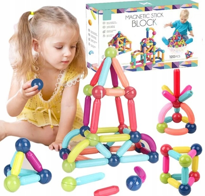 KLOCKI MAGNETYCZNE EDUKACYJNE DUŻE MAGNETIC STICKS XXL ZESTAW