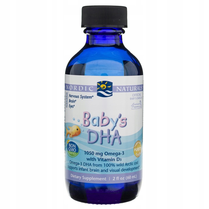 Nordic Naturals Babys DHA Omega 3 Tran Dla Dzieci Wygodny Zakraplacz 60ml