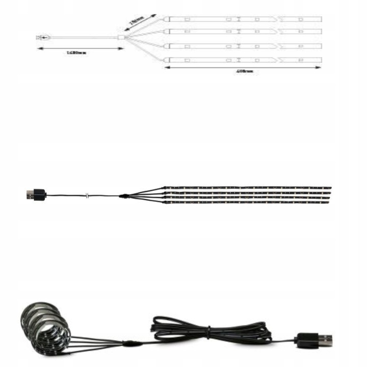 Zestaw Oświetlenia LED do Parasola Ogrodowego Markizy Namiotu USB PL94208