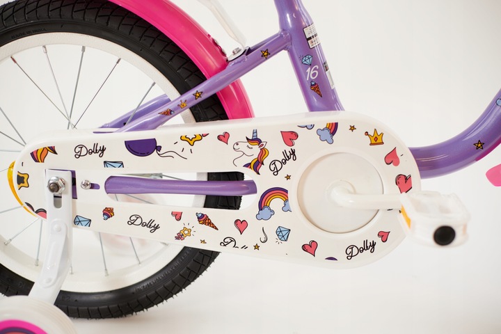 Rower 16" cali dziecięcy dla dziewczynki fotelik, kółka boczne,frędzle,kosz