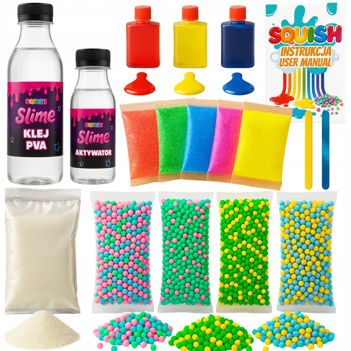 ZESTAW SLIME COLORFUL DO ROBIENIA GLUTÓW KLEJ PVA ZRÓB TO SAM DZIEŃ DZIECKA