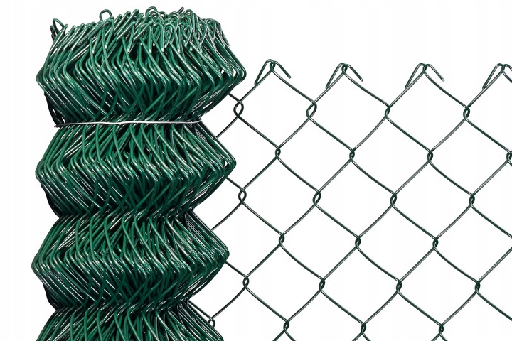 SIATKA OGRODZENIOWA 150 cm OCYNK + PCV ZIELONA drut 3,0 mm rolka 10mb 1,50m