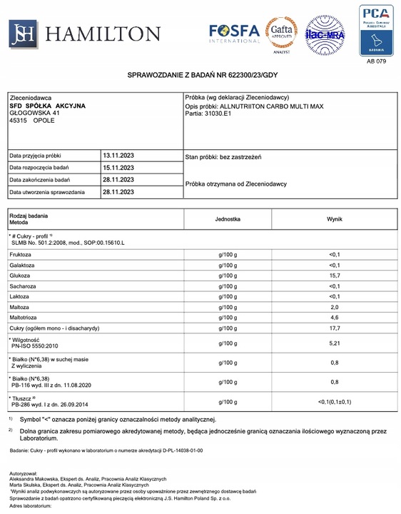 ALLNUTRITION CARBO MULTI MAX 3000g POMARAŃCZA WĘGLOWODANY ENERGIA