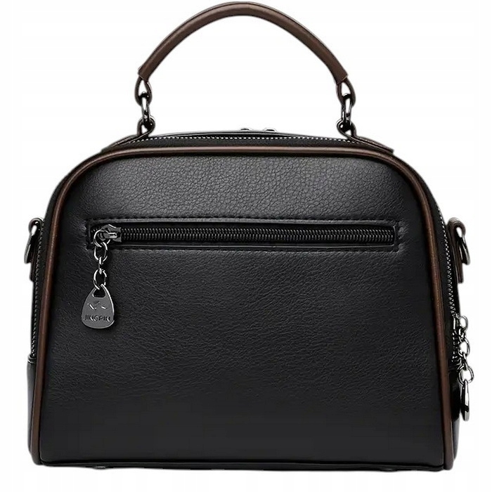 Torebka Damska CZARNA BRĄZOWA na Ramię Pasek do Ręki na Zamek Kuferek