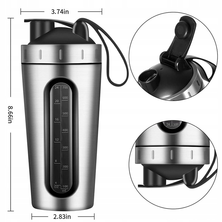SHAKER 700ml BIDON BIAŁKO SZEJKER DO ODŻYWEK