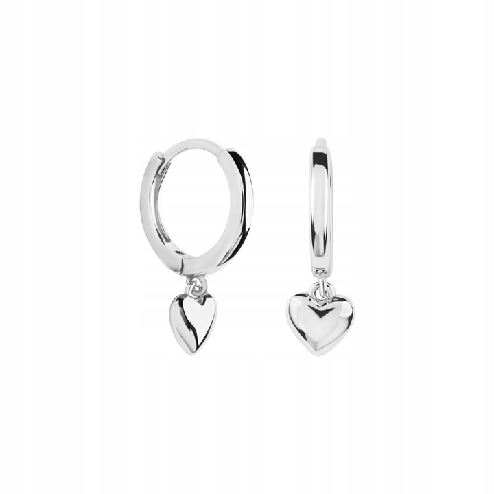 Kolczyki srebrne - serca - Simple YES