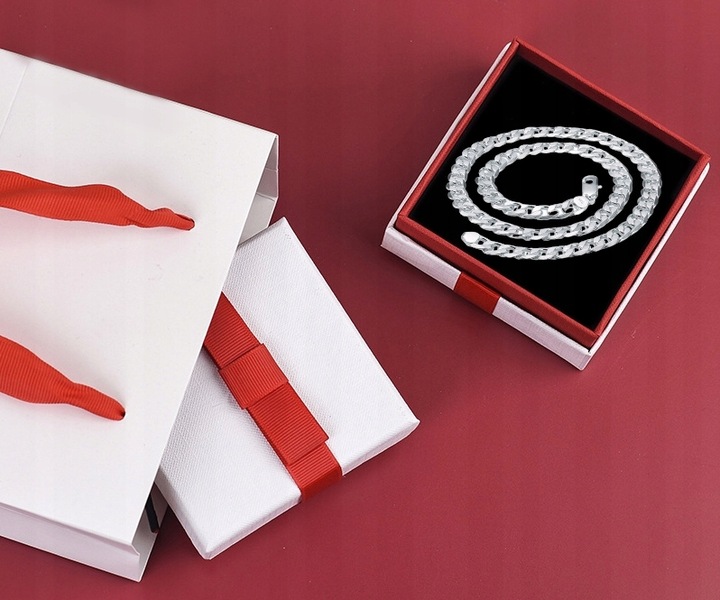 ŁAŃCUCH Srebrny Męski Łańcuszek 60cm Pancerka + GRATIS