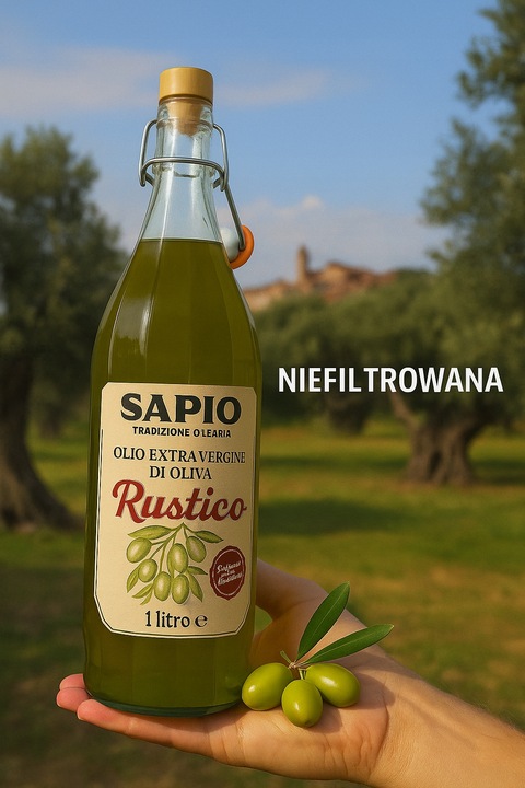 Oliwa z oliwek Extra Virgin 1L NIEFILTROWANA Świeża - Rustico SAPIO