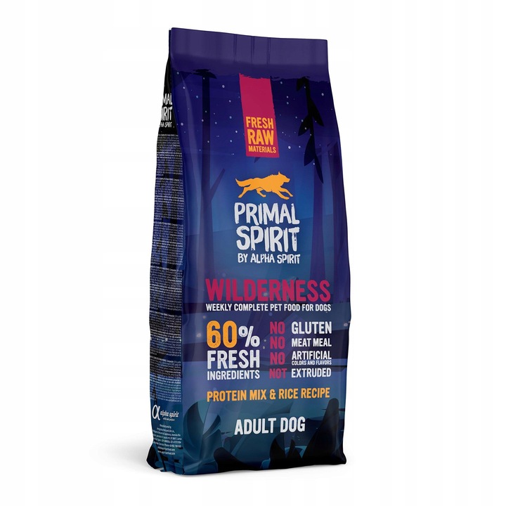 Primal Spirit Karma dla psa WILDERNESS 60% Mięsa WIEPRZOWINA KURCZAK 12kg