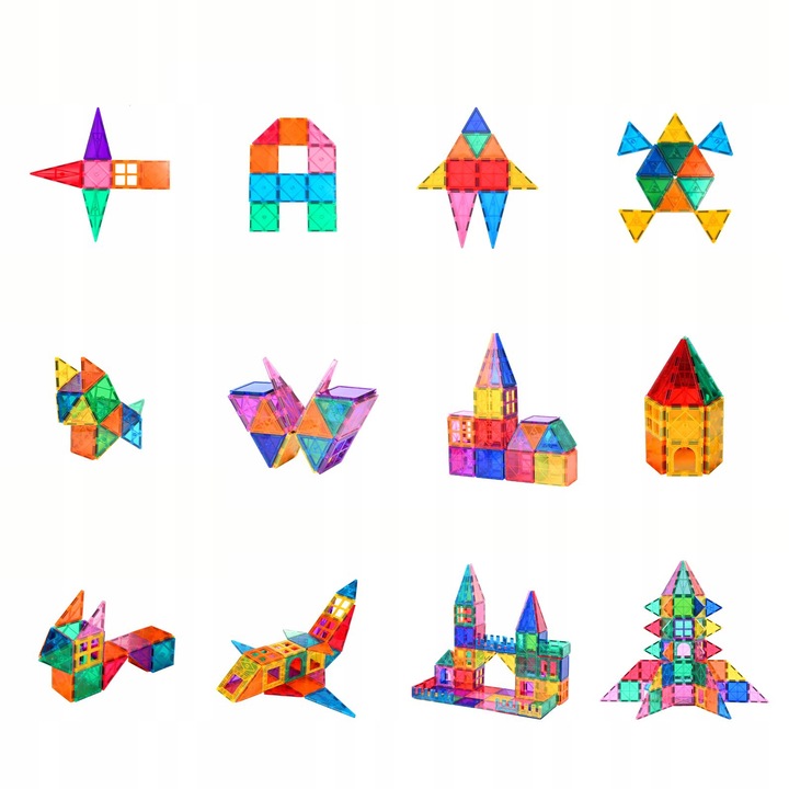 KLOCKI MAGNETYCZNE 3D 100 ELEMENTÓW KOLOROWE EDUKACYJNE ZESTAW DLA DZIECI